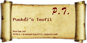 Puskás Teofil névjegykártya